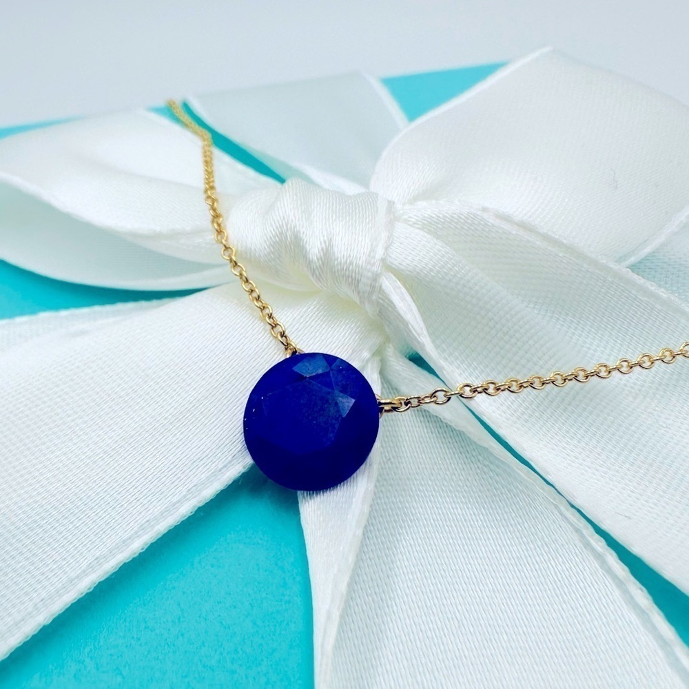 RARE Tiffany & Co. Lapis Lazuli 18K Yellow Gold Two Carat Faceted Necklace